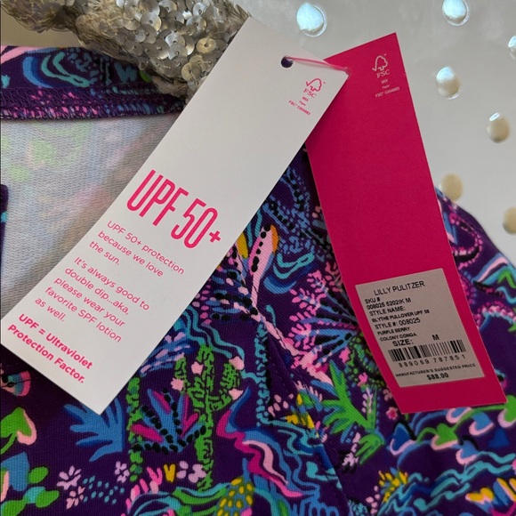 Lilly Pulitzer Luxletic Purple Berry Colony Conga Blythe Pullover UPF 50+ Top ~ - Picture 14 of 14